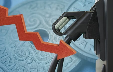 Illustration med ladestander på baggrund af mønter
