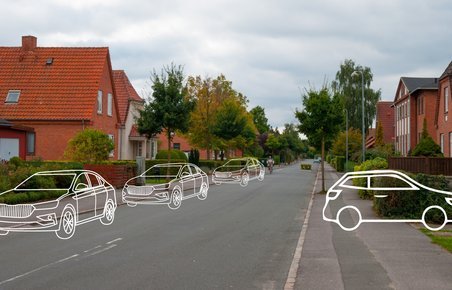 Tegning af biler på en dansk vej