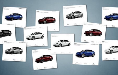 Collage af Tesla Model Y-lagerbiler