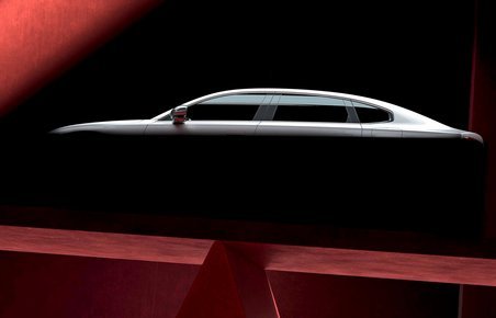 Volvo ES90 i mørk silhuet.