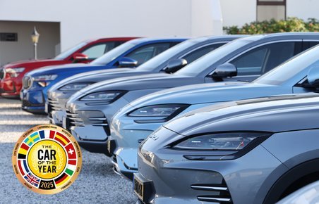 Car of the Year. Cars lined up for testing. 