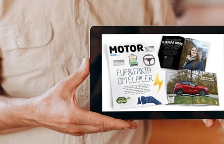 Mand holder iPad med sider fra Motor 9/2024