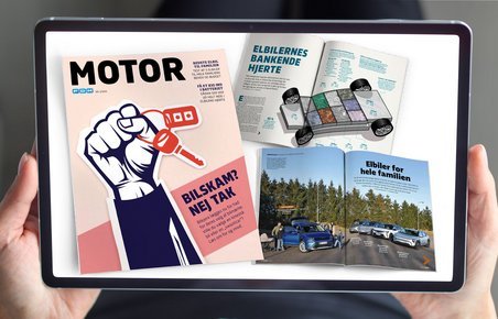 Hænder holder iPad med billeder fra Motor
