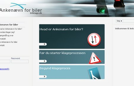 Skærmbillede af bilklage.dk