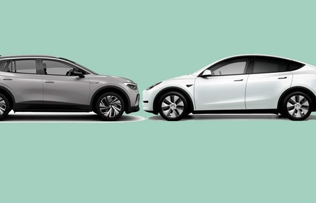 VW ID.4 og Tesla Model Y snude mod snude.