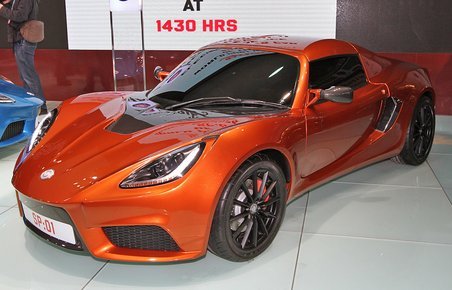 Detroit Electric SP.01 erbaseret på Lotus Elise. Elbilen går i produktion senere i år.