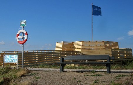 Den nye træplatform ved Femern Bælt.