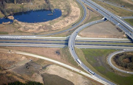 Den nye strækning af Frederikssundsmotorvejen udgår her fra motorvejskryds Ballerup.