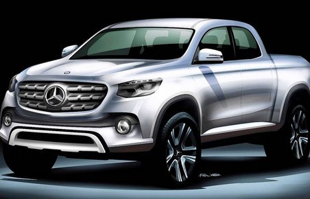 Mercedes-Benz har offentliggjort denne tegning af et muligt design på den nye pickup.