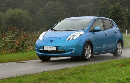 Nissan Leaf under juryens test i Nordjylland i september.