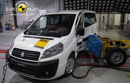 Billedtekst: Moderne varebiler har store sikkerhedsmangler viser ny crashtest. Fiat Scudo (bill.) er en af de varebiler, der kun
